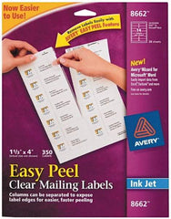 AVERY - 4" Long, Clear Shipping Label - For Inkjet Printers - Exact Tool & Supply