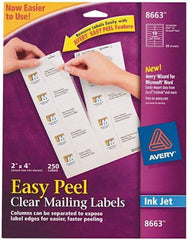 AVERY - 2" Wide x 4" Long, Clear Shipping Label - For Inkjet Printers - Exact Tool & Supply