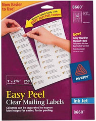 AVERY - 1" Wide x 2-5/8" Long, Clear Shipping Label - For Inkjet Printers - Exact Tool & Supply
