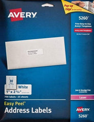 AVERY - 1" Wide x 2-5/8" Long, White Paper Shipping Label - For Laser Printers - Exact Tool & Supply