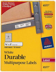 AVERY - 3" Long, White Paper Name Badge Labels - For Laser Printers - Exact Tool & Supply