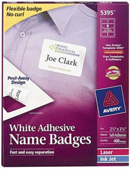 AVERY - 3-3/8" Long, White Paper Name Badge Labels - For Laser/Inkjet Printers - Exact Tool & Supply