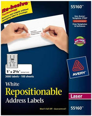 AVERY - 1" Wide x 2-5/8" Long, White Paper Shipping Label - For Laser Printers - Exact Tool & Supply