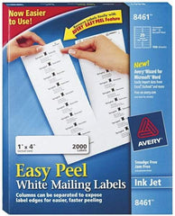 AVERY - 1" Wide x 4" Long, White Paper Shipping Label - For Inkjet Printers - Exact Tool & Supply