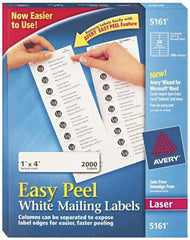AVERY - 1" Wide x 4" Long, White Paper Shipping Label - For Laser Printers - Exact Tool & Supply