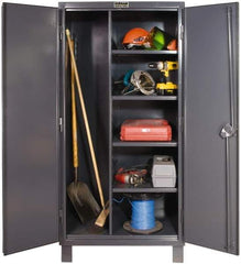 Durham - 4 Shelf Combination Storage Cabinet - Steel, 60" Wide x 24" Deep x 78" High, Gray - Exact Tool & Supply