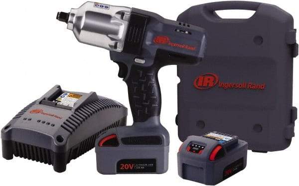 Ingersoll-Rand - 1/2" Drive 20 Volt Pistol Grip Cordless Impact Wrench & Ratchet - 1,900 RPM, 2,300 BPM, 780 Ft/Lb Torque, 2 Lithium-Ion Batteries Included - Exact Tool & Supply