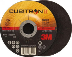 3M - 60 Grit, 4-1/2" Wheel Diam, 7/8" Arbor Hole, Type 27 Depressed Center Wheel - Ceramic, Resinoid Bond, S Hardness, 13,300 Max RPM - Exact Tool & Supply