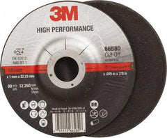 3M - 36 Grit, 5" Wheel Diam, 7/8" Arbor Hole, Type 27 Depressed Center Wheel - Ceramic, Resinoid Bond, R Hardness, 12,250 Max RPM - Exact Tool & Supply