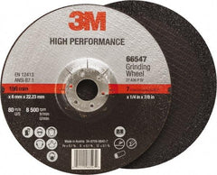 3M - 36 Grit, 7" Wheel Diam, 1/4" Wheel Thickness, 7/8" Arbor Hole, Type 27 Depressed Center Wheel - Ceramic, Resinoid Bond, 8,500 Max RPM, Compatible with Angle Grinder - Exact Tool & Supply