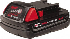 Milwaukee Tool - 18 Volt Lithium-Ion Power Tool Battery - 2 Ahr Capacity, 45 min Charge Time, Series M18 RED - Exact Tool & Supply