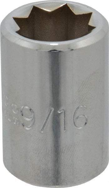 Proto - 9/16", 1/2" Drive, Standard Hand Socket - 8 Points, 1-1/2" OAL, Alloy Steel, Chrome Finish - Exact Tool & Supply