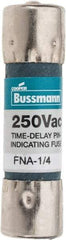 Cooper Bussmann - 250 VAC, 0.25 Amp, Time Delay Pin Indicator Fuse - Fuse Holder Mount, 1-1/2" OAL, 10 at 125 V kA Rating, 13/32" Diam - Exact Tool & Supply