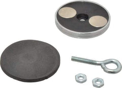 Mag-Mate - 2.03" Diam, 5/16" Cup Height, 1-13/16" Overall Height, 47.5 Lb Average Pull Force, 47.5 Lb Max Pull Force, Neodymium Rare Earth Cup Magnet - Loop Style, 1/2" Loop ID, Galvanized - Exact Tool & Supply