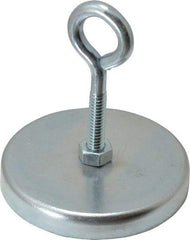 Mag-Mate - 2.63" Diam, 3/8" Cup Height, 2-1/4" Overall Height, 100 Lb Average Pull Force, 100 Lb Max Pull Force, Neodymium Rare Earth Cup Magnet - Loop Style, 1/2" Loop ID, Galvanized - Exact Tool & Supply