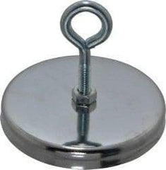 Mag-Mate - 47.5 Lb Max Pull Force, 7/16" Overall Height, 3.18" Diam, Ceramic Cup Magnet - Loop Style, Chrome Plated - Exact Tool & Supply