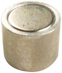 Mag-Mate - 6-32 Thread, 1/4" Diam, 1/2" High, 0.13 Lb Average Pull Force, Neodymium Rare Earth Pot Magnet - 1/4" Tapped Hole Depth, Nickel Plated, Aluminum Insulated - Exact Tool & Supply