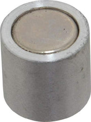 Mag-Mate - 10-24 Thread, 1/2" Diam, 1/2" High, 1.33 Lb Average Pull Force, Neodymium Rare Earth Pot Magnet - 1/4" Tapped Hole Depth, Nickel Plated, Aluminum Insulated - Exact Tool & Supply