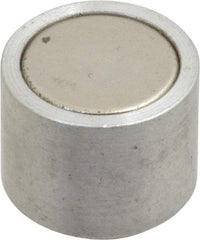 Mag-Mate - 10-24 Thread, 5/8" Diam, 1/2" High, 2.18 Lb Average Pull Force, Neodymium Rare Earth Pot Magnet - 1/4" Tapped Hole Depth, Nickel Plated, Aluminum Insulated - Exact Tool & Supply