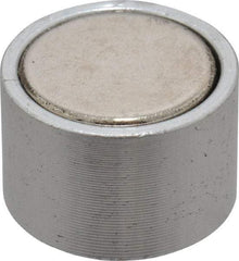 Mag-Mate - 10-24 Thread, 3/4" Diam, 1/2" High, 3 Lb Average Pull Force, Neodymium Rare Earth Pot Magnet - 1/4" Tapped Hole Depth, Nickel Plated, Aluminum Insulated - Exact Tool & Supply