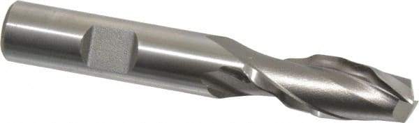 Weldon - 1/2" Diam, 1-1/4" LOC, 2 Flute High Speed Steel Roughing & Finishing Square End Mill - Uncoated, 3-1/4" OAL, 1/2" Shank Diam, Weldon Shank, 30° Helix, Centercutting - Exact Tool & Supply