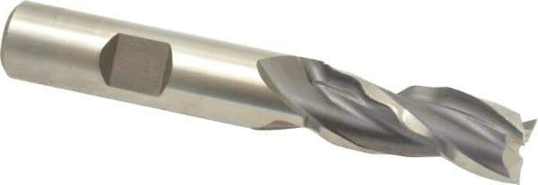 Weldon - 1/2" Diam, 1-1/4" LOC, 3 Flute High Speed Steel Roughing & Finishing Square End Mill - Uncoated, 3-1/4" OAL, 1/2" Shank Diam, Weldon Shank, 30° Helix, Centercutting - Exact Tool & Supply