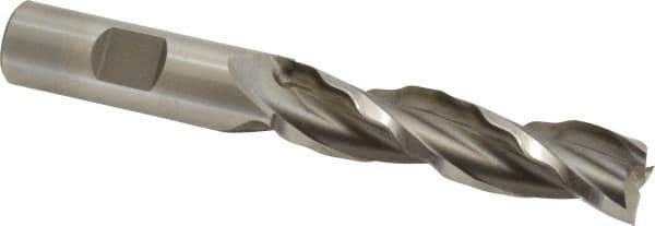 Weldon - 5/8" Diam, 2-1/2" LOC, 3 Flute High Speed Steel Roughing & Finishing Square End Mill - Uncoated, 4-5/8" OAL, 5/8" Shank Diam, Weldon Shank, 30° Helix, Centercutting - Exact Tool & Supply