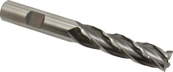 Weldon - 1/2" Diam, 2" LOC, 4 Flute High Speed Steel Roughing & Finishing Square End Mill - Uncoated, 4" OAL, 1/2" Shank Diam, Weldon Shank, 30° Helix, Non-Centercutting - Exact Tool & Supply