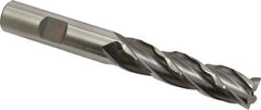 Weldon - 1/2" Diam, 2" LOC, 4 Flute High Speed Steel Roughing & Finishing Square End Mill - Uncoated, 4" OAL, 1/2" Shank Diam, Weldon Shank, 30° Helix, Non-Centercutting - Exact Tool & Supply
