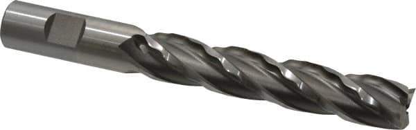 Weldon - 3/4" Diam, 4" LOC, 4 Flute High Speed Steel Roughing & Finishing Square End Mill - Uncoated, 6-1/4" OAL, 3/4" Shank Diam, Weldon Shank, 30° Helix, Non-Centercutting - Exact Tool & Supply