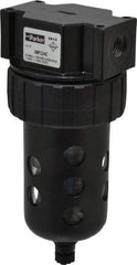 Parker - 1/4" Port, 6.22" High x 2.81" Wide Intermediate Filter with Polycarbonate Bowl, Manual Drain - 53 SCFM, 150 Max psi, 125°F Max Temp, Modular Connection, Bowl Guard, 4.4 oz Bowl Capacity - Exact Tool & Supply