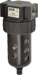 Parker - 1/2" Port, 6.22" High x 2.81" Wide Intermediate Filter with Polycarbonate Bowl, Manual Drain - 85 SCFM, 150 Max psi, 125°F Max Temp, Modular Connection, Bowl Guard, 4.4 oz Bowl Capacity - Exact Tool & Supply