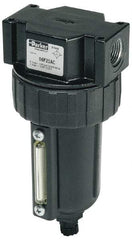 Parker - 1/2" Port, 6.22" High x 2.81" Wide Intermediate Filter with Metal Bowl, Manual Drain - 85 SCFM, 250 Max psi, 175°F Max Temp, Sight Glass Included, Modular Connection, 4.4 oz Bowl Capacity - Exact Tool & Supply