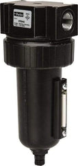 Parker - 1/2" Port, 7.67" High x 3.24" Wide Standard Filter with Metal Bowl, Manual Drain - 130 SCFM, 250 Max psi, 175°F Max Temp, Sight Glass Included, Modular Connection, 7.2 oz Bowl Capacity - Exact Tool & Supply