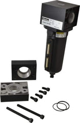 Parker - 1-1/2" Port, 10.95" High x 5.59" Wide Heavy Duty Filter with Metal Bowl, Manual Drain - 310 SCFM, 250 Max psi, 175°F Max Temp, Sight Glass Included, Modular Connection, 18 oz Bowl Capacity - Exact Tool & Supply