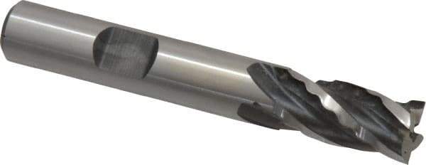 Weldon - 3/8" Diam, 3/4" LOC, 4 Flute Cobalt Roughing & Finishing Square End Mill - Uncoated, 2-1/2" OAL, 3/8" Shank Diam, Weldon Shank, 30° Helix, Non-Centercutting - Exact Tool & Supply
