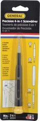General - 4 Piece Bit Screwdriver - Phillips, Slotted, Precision - Exact Tool & Supply