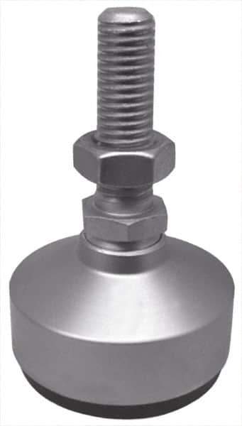 Gibraltar - 590 Lb Capacity, 1-8 Thread, 6" OAL, Stainless Steel Stud, Studded Socket Mount Leveling Mount - 3-1/2" Stud Length, 4" Base Diam, Stainless Steel Pad, 1-3/8" Hex - Exact Tool & Supply