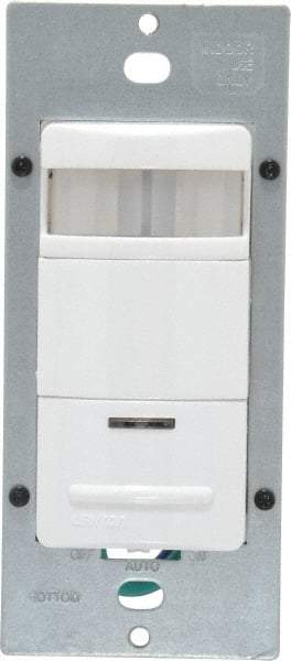 Leviton - 2,100 Square Ft. Coverage, Infrared Occupancy Sensor Wall Switch - 1,800 at 120 V Incandescent, 1,800 at 120 V and 2,700 at 277 V Fluorescent, 120 to 277 VAC, White - Exact Tool & Supply