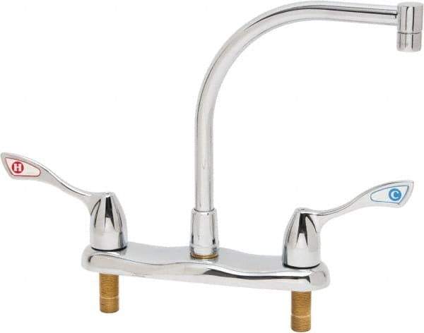 Moen - Deck Plate Mount, Kitchen Faucet without Spray - Two Handle, Wrist Blade Handle, High Arc Spout - Exact Tool & Supply