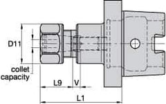 Kennametal - 2.03mm to 20.57mm Capacity, 75mm Projection, HSK63 Hollow Taper, ER32 Collet Chuck - 107mm OAL - Exact Tool & Supply