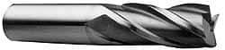 Hertel - 1-1/4", 3" LOC, 1-1/4" Shank Diam, 5-1/2" OAL, 4 Flute, High Speed Steel Square End Mill - Single End, Uncoated, Spiral Flute, 30° Helix, Centercutting, Right Hand Cut, Right Hand Flute - Exact Tool & Supply