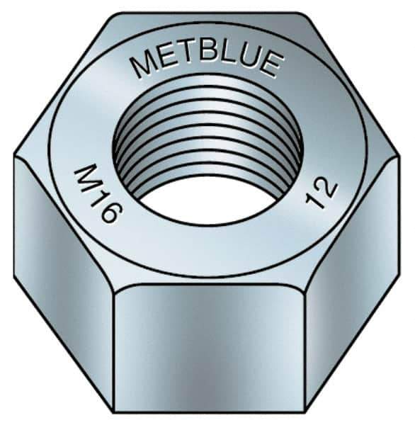 Value Collection - M36x4.00 Metric Coarse Steel Right Hand Hex Nut - 55mm Across Flats, 29mm High, Metric Blue Finish - Exact Tool & Supply