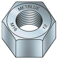 Value Collection - M16x2.00 Metric Coarse Steel Right Hand Hex Nut - 24mm Across Flats, 13mm High, Metric Blue Finish - Exact Tool & Supply