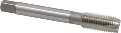 OSG - M12x1.25 Metric Fine, 3 Flute, Bright Finish, High Speed Steel Spiral Point Tap - Plug Chamfer, Right Hand Thread, 3-3/8" OAL, 1-21/32" Thread Length, 0.367" Shank Diam, Series 142 - Exact Tool & Supply