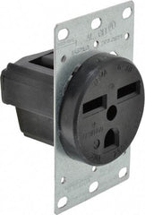 Leviton - 250 VAC, 30 Amp, 6-30P NEMA Configuration, Black, Industrial Grade, Self Grounding Single Receptacle - 1 Phase, 2 Poles, 3 Wire, Flush Mount, Tamper Resistant - Exact Tool & Supply