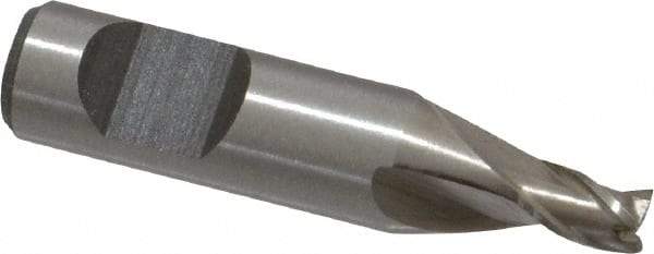 Interstate - 1/8", 3/16" LOC, 1/4" Shank Diam, 1-3/32" OAL, 3 Flute, Cobalt Square End Mill - Single End, Uncoated, Spiral Flute, Centercutting, Right Hand Cut, Right Hand Flute - Exact Tool & Supply