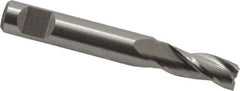 Interstate - 7/32", 1/2" LOC, 1/4" Shank Diam, 1-3/4" OAL, 3 Flute, Cobalt Square End Mill - Single End, Uncoated, Spiral Flute, Centercutting, Right Hand Cut, Right Hand Flute - Exact Tool & Supply