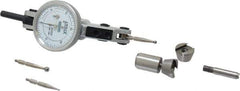 Fowler - 0.06 Inch Range, 0.0005 Inch Dial Graduation, Horizontal Dial Test Indicator - 1 Inch White Dial, 0-15-0 Dial Reading - Exact Tool & Supply