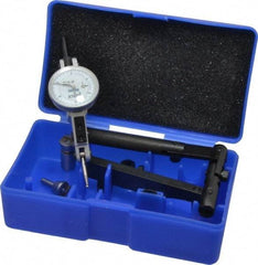 Fowler - 12 Piece, 0" to 0.06" Measuring Range, 1" Dial Diam, 0-15-0 Dial Reading, Horizontal White Dial Test Indicator Kit - 5/8" Contact Point Length, 0.04, 0.08 & 0.12" Ball Diam, 0.0005" Dial Graduation - Exact Tool & Supply